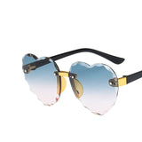 Gradient Heart-Shaped Lens Rivets Details Rimless Sunglasses