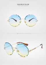 Textured Rimless Retro Style Gradient Round Sunglasses