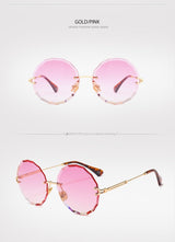 Textured Rimless Retro Style Gradient Round Sunglasses