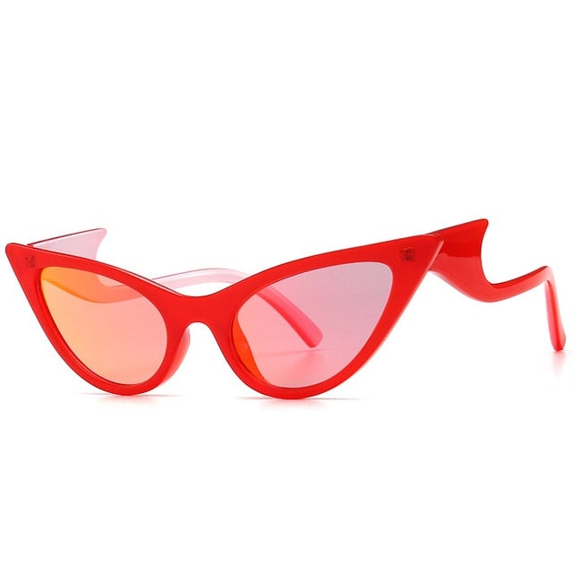 Oversized Wave Shape Leg Mirror Gradient Cat Eye Sunglasses