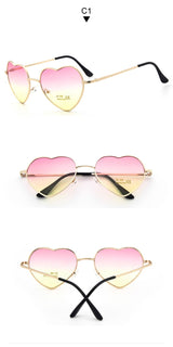 Heart Shaped Metal Clear Lens Retro Sunglasses