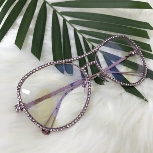 Decorative Rhinestone Double Bridge Cay Eye Sunglasses