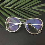 Decorative Rhinestone Double Bridge Cay Eye Sunglasses
