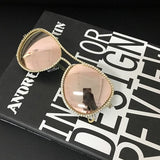 Decorative Rhinestone Double Bridge Cay Eye Sunglasses