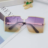 Luxury Brand Vintage Alloy Frame Clear Lens Metal Square Sunglasses