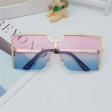 Luxury Brand Vintage Alloy Frame Clear Lens Metal Square Sunglasses