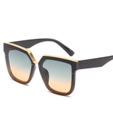 Anti-Reflective Mirror Gradient Lens Oversized Retro Square Sunglasses