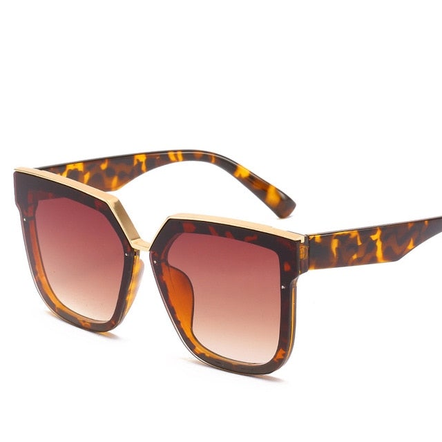 Anti-Reflective Mirror Gradient Lens Oversized Retro Square Sunglasses