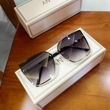 Oversized Metal Frame Gradient Lens Rivet Square Sunglasses