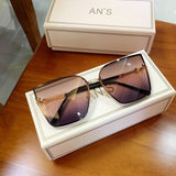 Oversized Metal Frame Gradient Lens Rivet Square Sunglasses