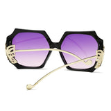 Butterfly Bling Temple Solid Leopard Oversized Frame Square Sunglasses