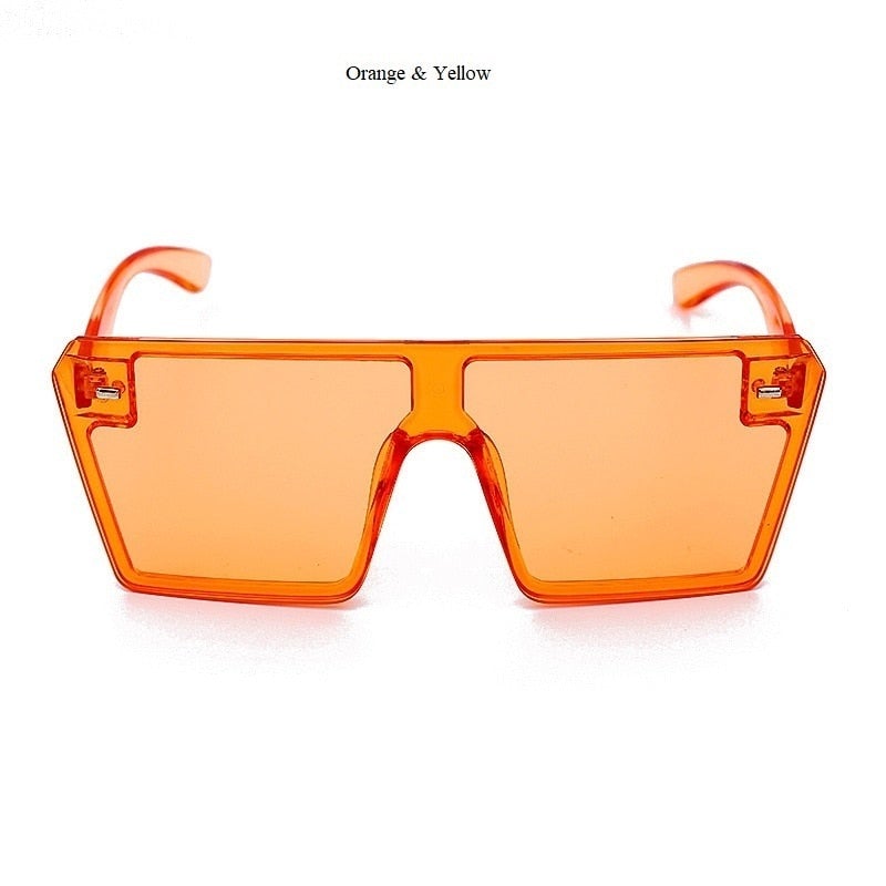 One Piece Clear Frame Candy Color Oversized Square Sunglasses