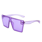 One Piece Clear Frame Candy Color Oversized Square Sunglasses