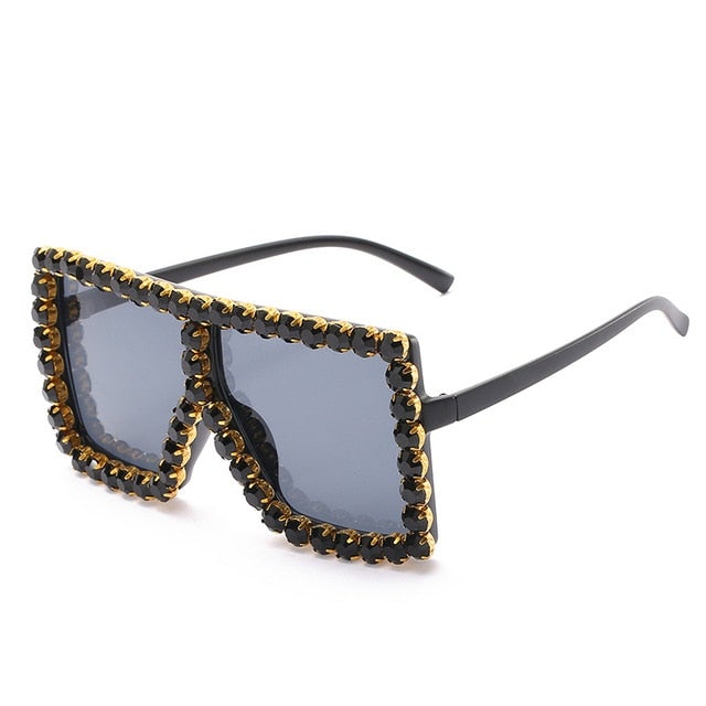 Colorful Diamond Big Frame Luxury Crystal Rhinestone Square Sunglasses