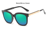 Vintage Luxury Metal Legs Mirror Lens Square Sunglasses