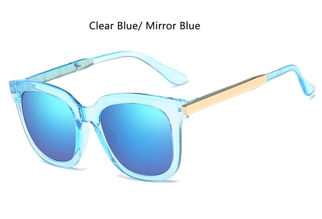 Vintage Luxury Metal Legs Mirror Lens Square Sunglasses
