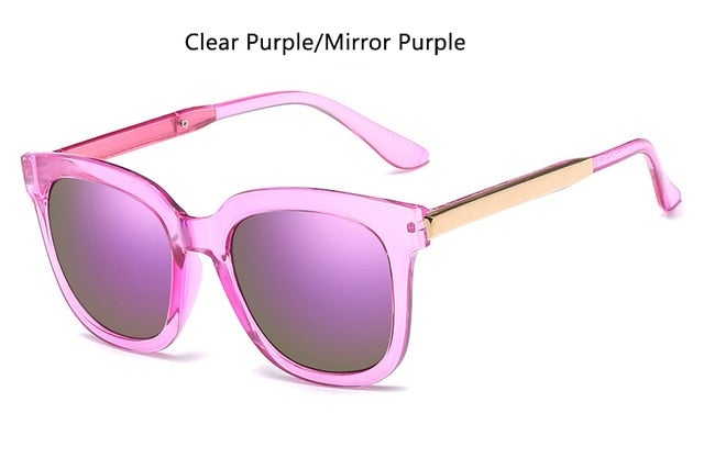 Vintage Luxury Metal Legs Mirror Lens Square Sunglasses