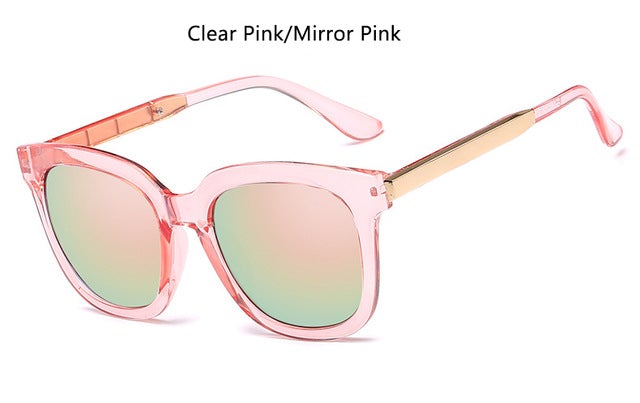 Vintage Luxury Metal Legs Mirror Lens Square Sunglasses