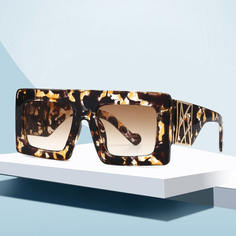 Balck Frame Printed Square Sunglasses