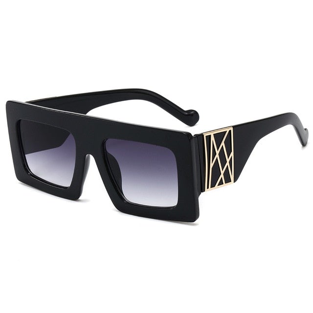 Balck Frame Printed Square Sunglasses