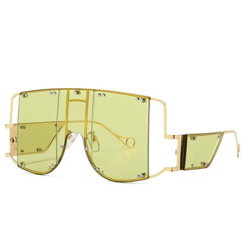 Metal Rivet Mirror Square Sunglasses