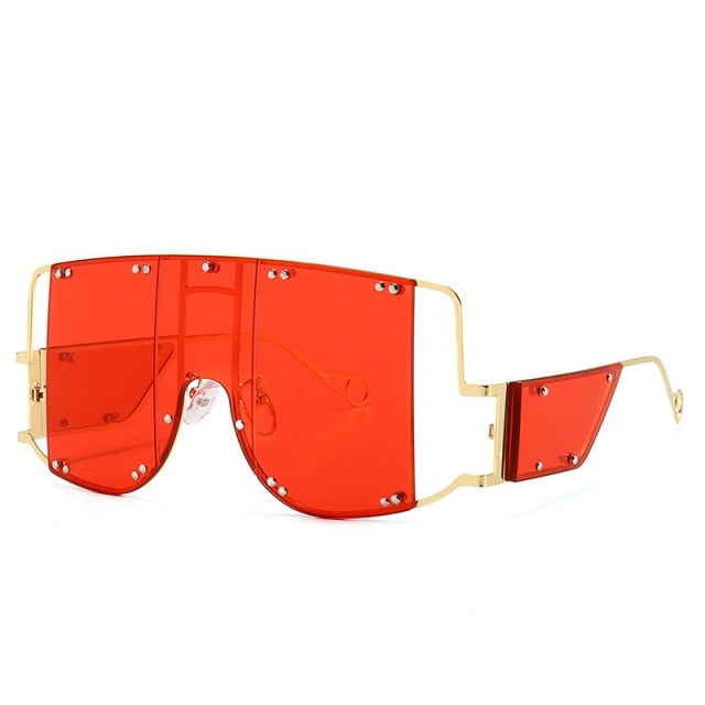 Metal Rivet Mirror Square Sunglasses