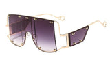 Metal Rivet Mirror Square Sunglasses