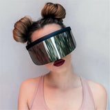 Reflective Mirror One Piece Windproof Oversized Visor Sunglasses