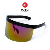 Reflective Mirror One Piece Windproof Oversized Visor Sunglasses