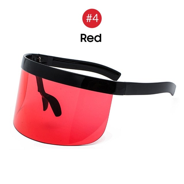 Reflective Mirror One Piece Windproof Oversized Visor Sunglasses