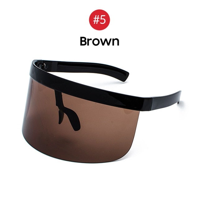 Reflective Mirror One Piece Windproof Oversized Visor Sunglasses