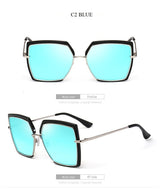 Big Frame Designer Gradient Mirror Lens Square Sunglasses