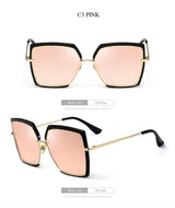 Big Frame Designer Gradient Mirror Lens Square Sunglasses