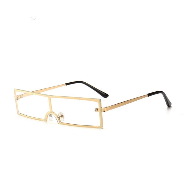 Clear Lens Rivets Rectangle Retro Sunglasses
