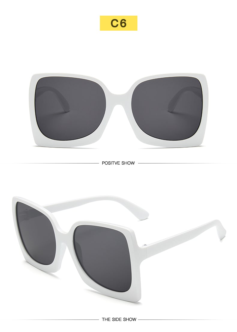 Gradient Lens Oversized Wide Rim Frame UV400 Square Sunglasses