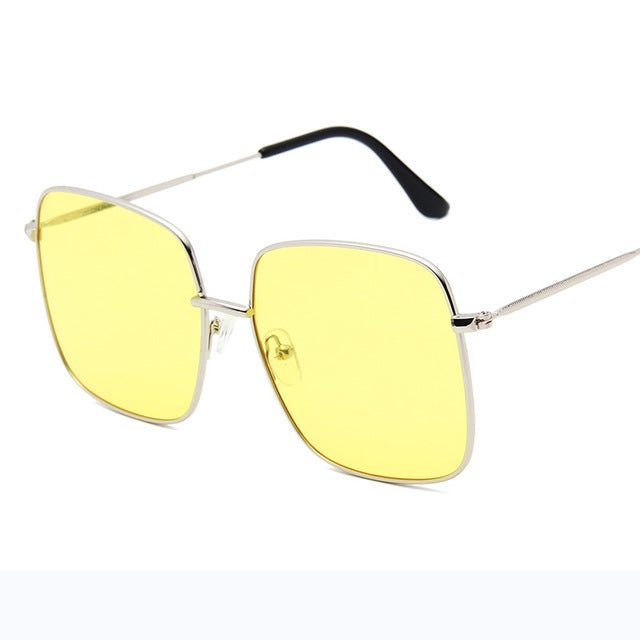 Retro Metal Big Frame Gradient Classic Square Sunglasses