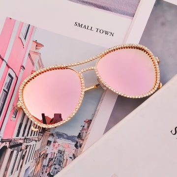 Pilot Rhinestone Round Sunglasses