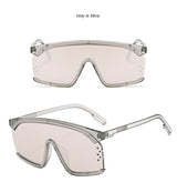 Luxury Oversize Half Frame Hole Flat Bridge Mirror Visor Sunglasses