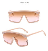 Luxury Oversize Half Frame Hole Flat Bridge Mirror Visor Sunglasses