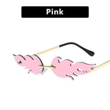 Vintage Rimless Reflective Fire Flame Lens Cat Eye Sunglasses