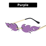 Vintage Rimless Reflective Fire Flame Lens Cat Eye Sunglasses