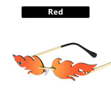 Vintage Rimless Reflective Fire Flame Lens Cat Eye Sunglasses