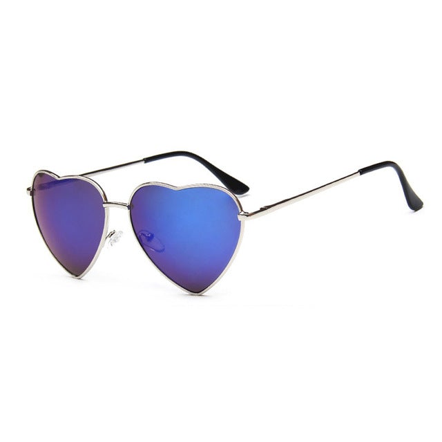 Heart Shaped Vintage Mirror Lens Retro Sunglasses