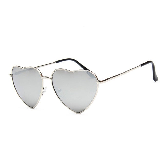 Heart Shaped Vintage Mirror Lens Retro Sunglasses