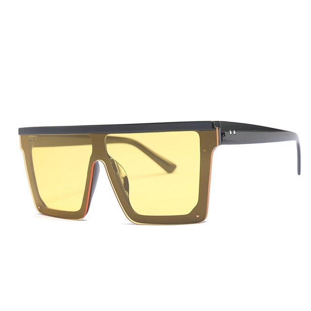 Vintage Avant-Garde Visor Style Reflective Lens Square Sunglasses
