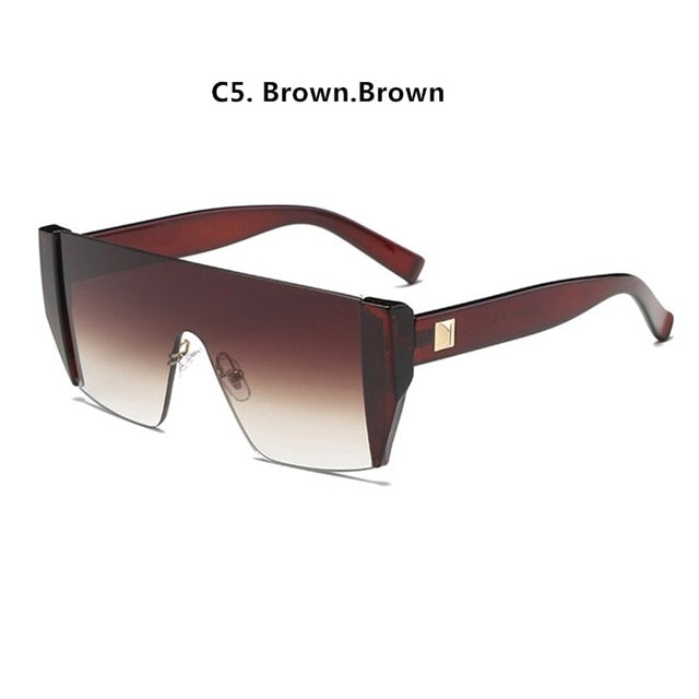 Vintage Avant-Garde Visor Style Reflective Lens Square Sunglasses