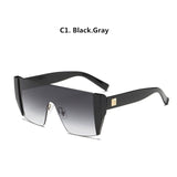 Vintage Avant-Garde Visor Style Reflective Lens Square Sunglasses