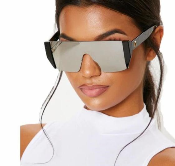 Vintage Avant-Garde Visor Style Reflective Lens Square Sunglasses