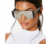 Vintage Avant-Garde Visor Style Reflective Lens Square Sunglasses