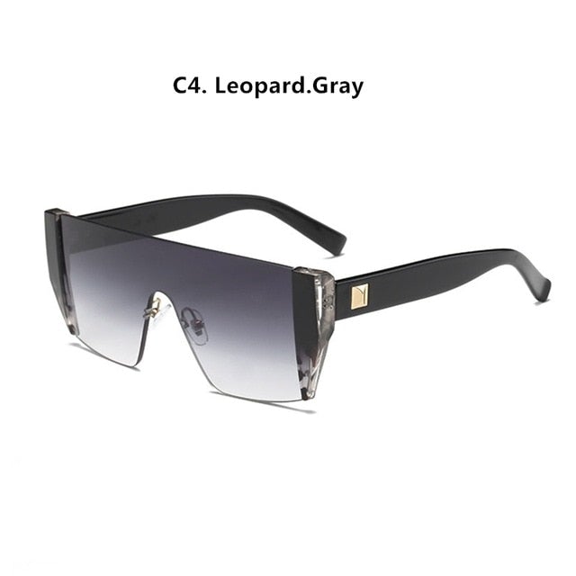 Vintage Avant-Garde Visor Style Reflective Lens Square Sunglasses